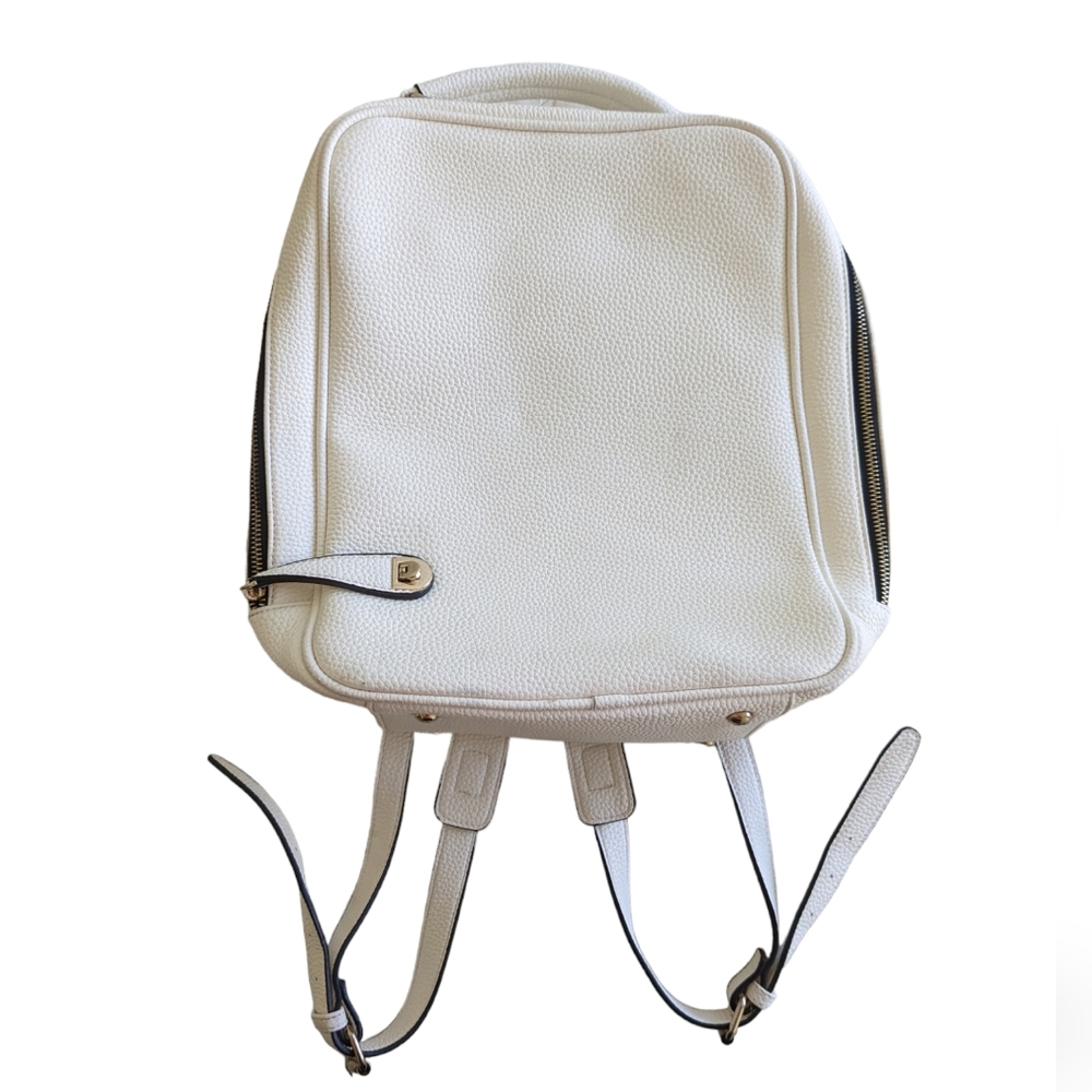 White vegan leather backpack